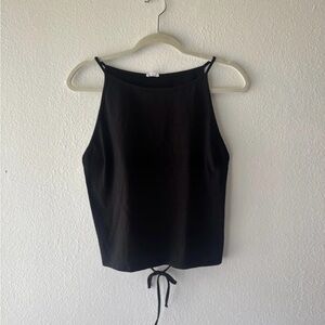 Garage Black Tank Top with Tie Detail